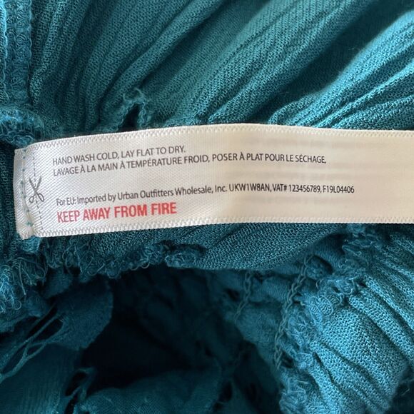 Free People Intimately X-Small Adella Cami Top Teal Ruffle Crochet Lace Smocked - Picture 7 of 8